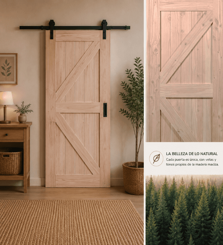 Puerta Pirihueico en madera natural
