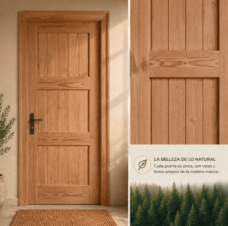 Puerta Huerquehue en madera natural
