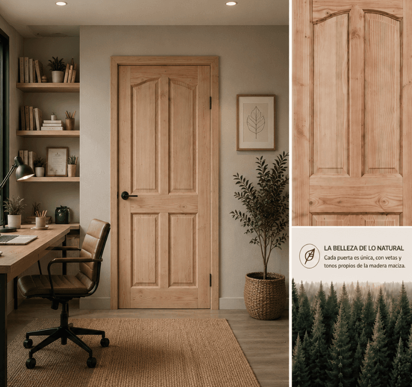 Puerta Toledo en madera natural