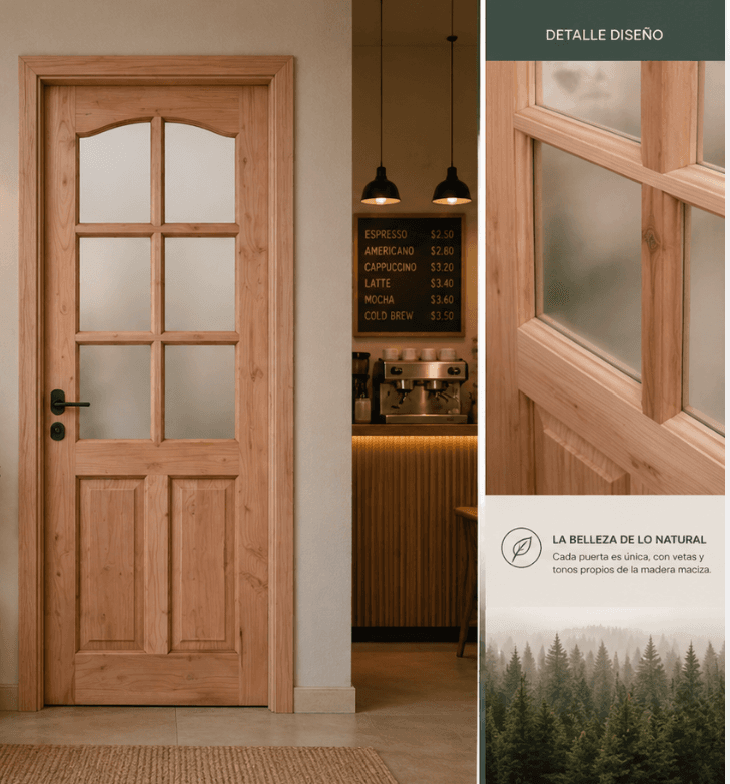 Puerta Lican en madera natural